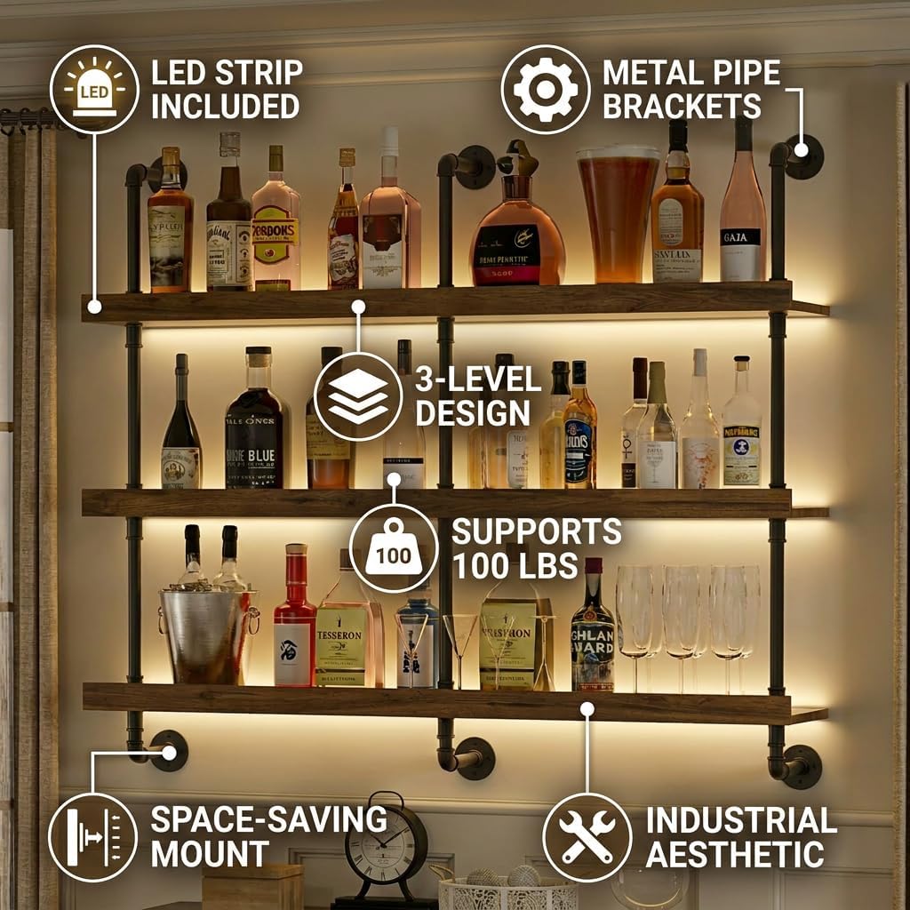 رف نبيذ معلق على الحائط مع إضا - مراجعة Kitchen Appliances Rack وسعره